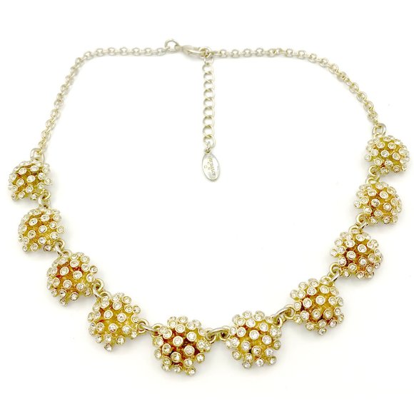 Vintage Ann Taylor Rhinestone Flower Necklace - Picture 1 of 10